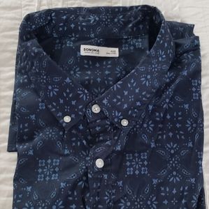 Mens short sleeve summer button down shirt in blue
